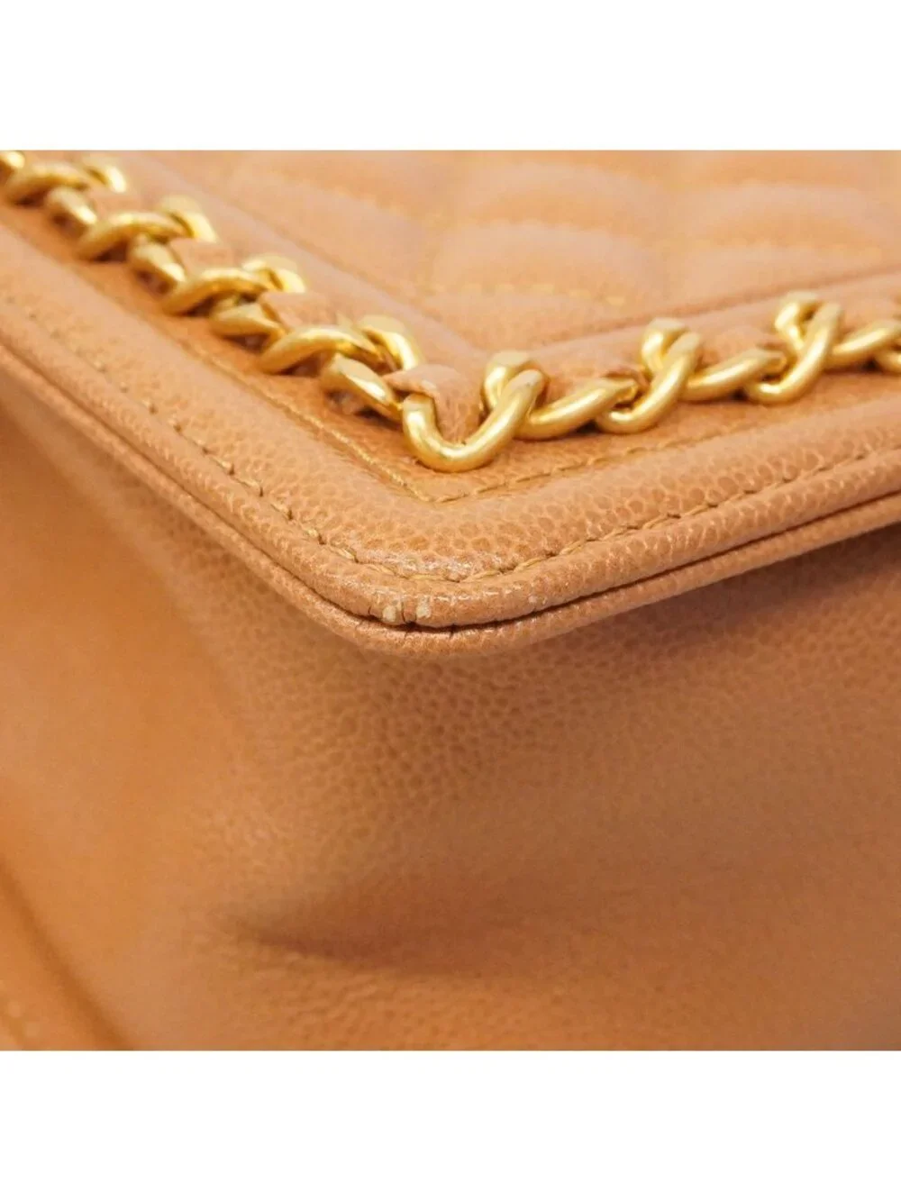 Chanel Shoulder Bag Boy Caviar Leather Brown Gold